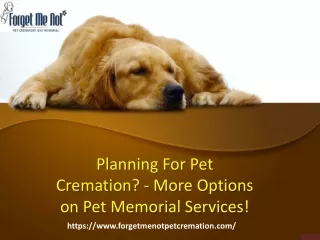 Planning For Pet Cremation? - More Options on Pet Memorial Services!