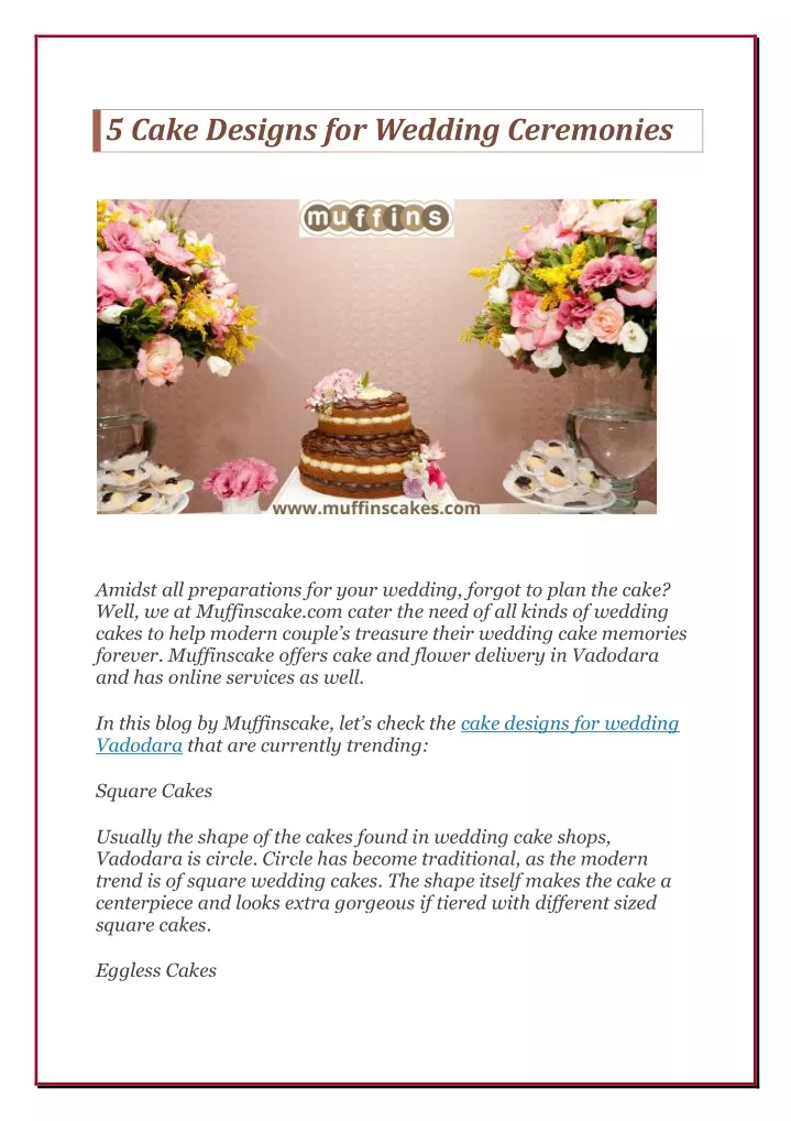 5 cake designs for wedding ceremonies