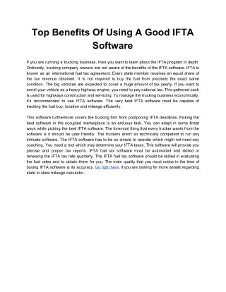 Top Benefits Of Using A Good IFTA Software