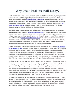 why use a fashion mall today