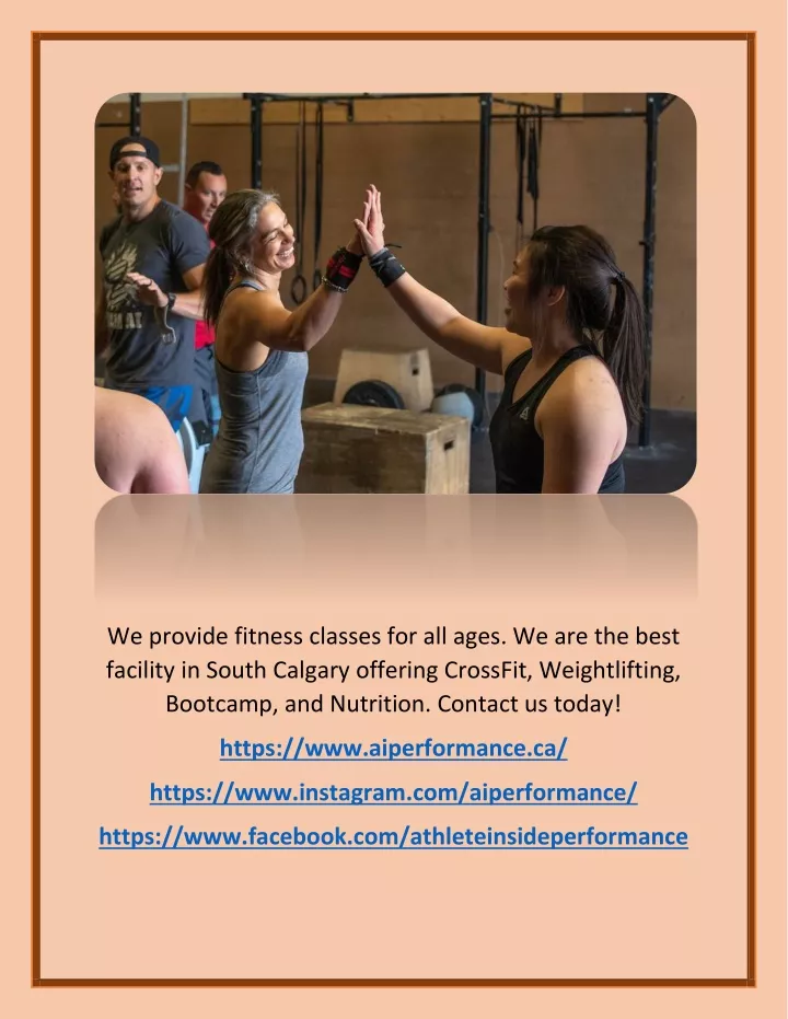 we provide fitness classes for all ages
