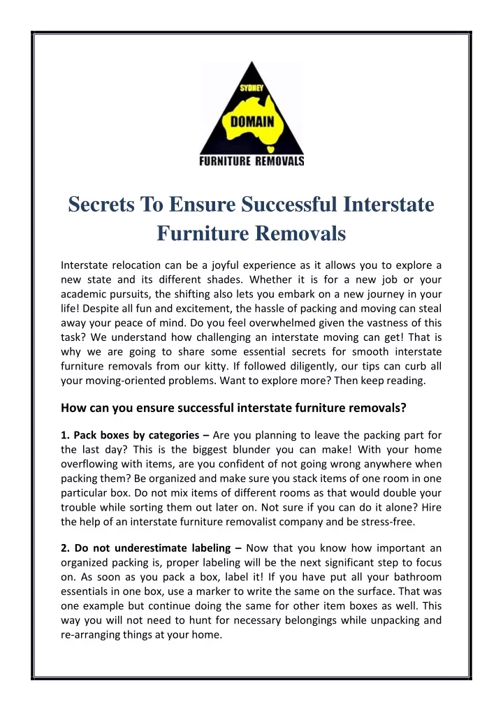 secrets to ensure successful interstate furniture