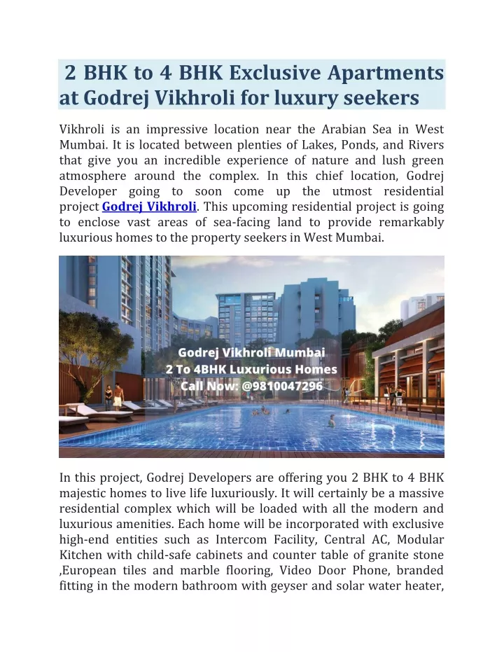 2 bhk to 4 bhk exclusive apartments at godrej