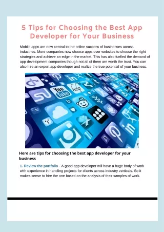 5 tips for choosing the best app developer