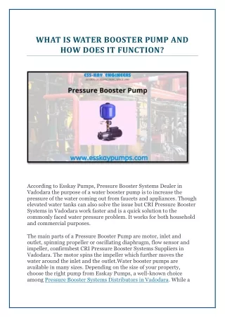 what is water booster pump and how does