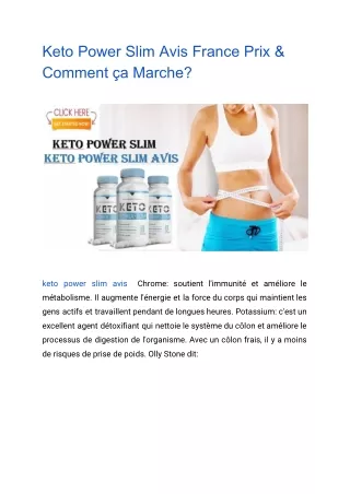 Keto Power Slim Avis France Prix & Comment ça Marche?