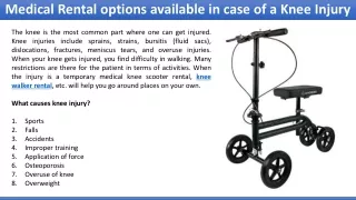 Medical Rental options available in case of a Knee Injury