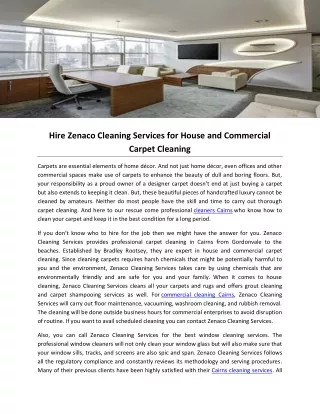 Hire Zenaco Cleaning Services for House and Commercial Carpet Cleaning