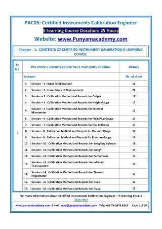 Instruments Calibration Engineer Training - Certified Online Course