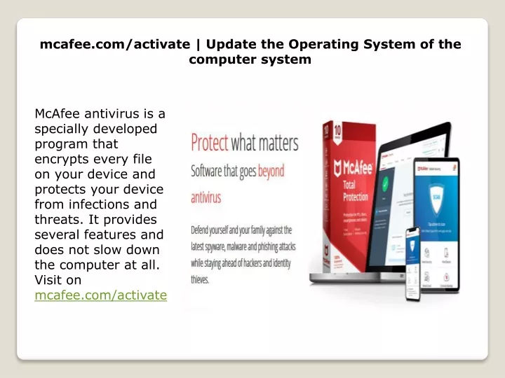 mcafee com activate update the operating system