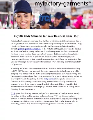 buy 3d body scanners for your business from tc