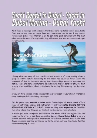 Yacht Rental in Dubai — Yacht in Dubai Marina — Dubai Yacht