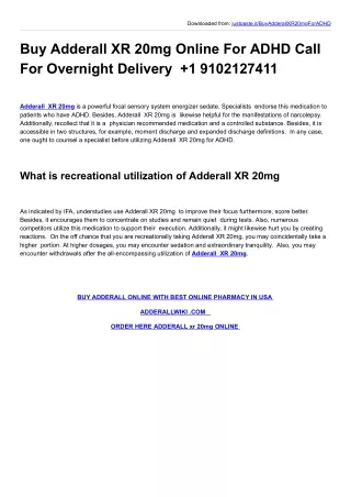 Buy Adderall XR 20mg Online For ADHD | adderallwiki.com