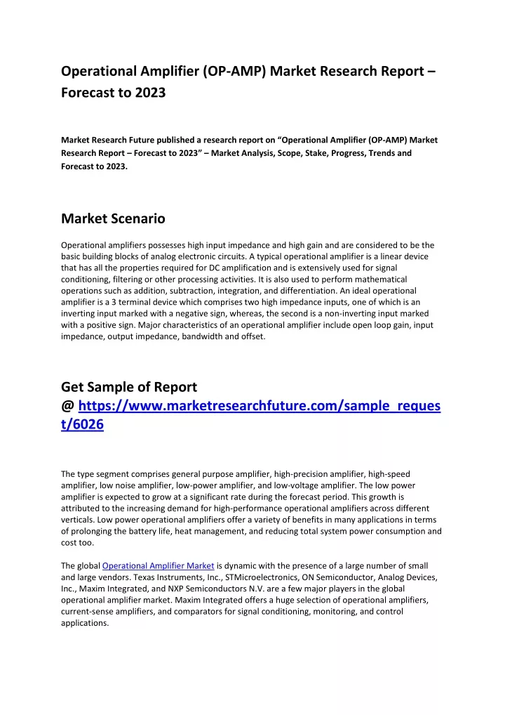 operational amplifier op amp market research