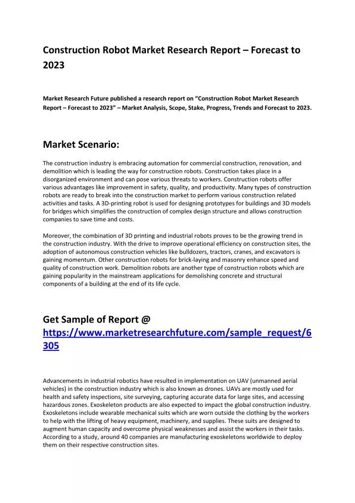 construction robot market research report