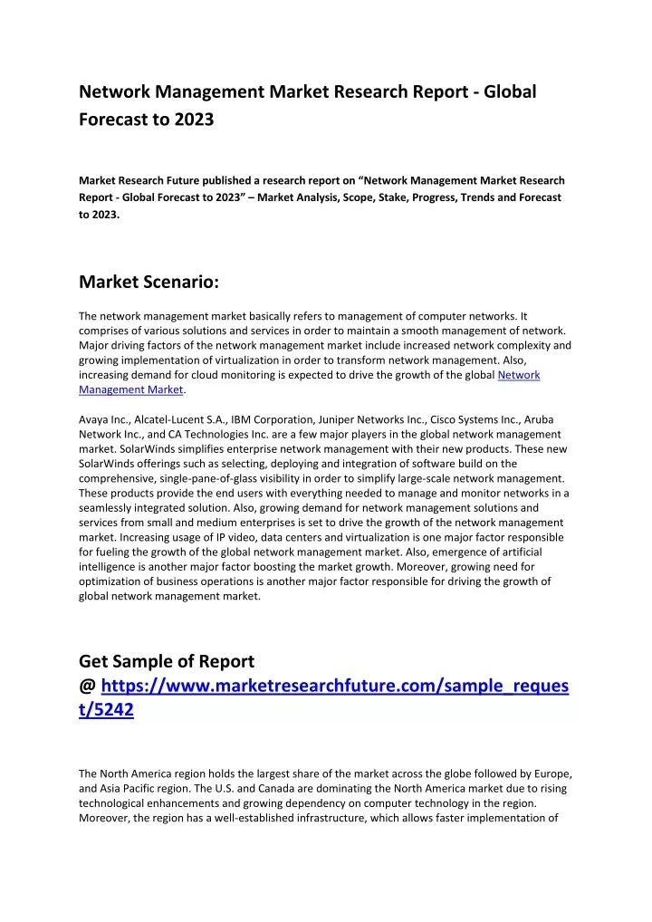 network management market research report global