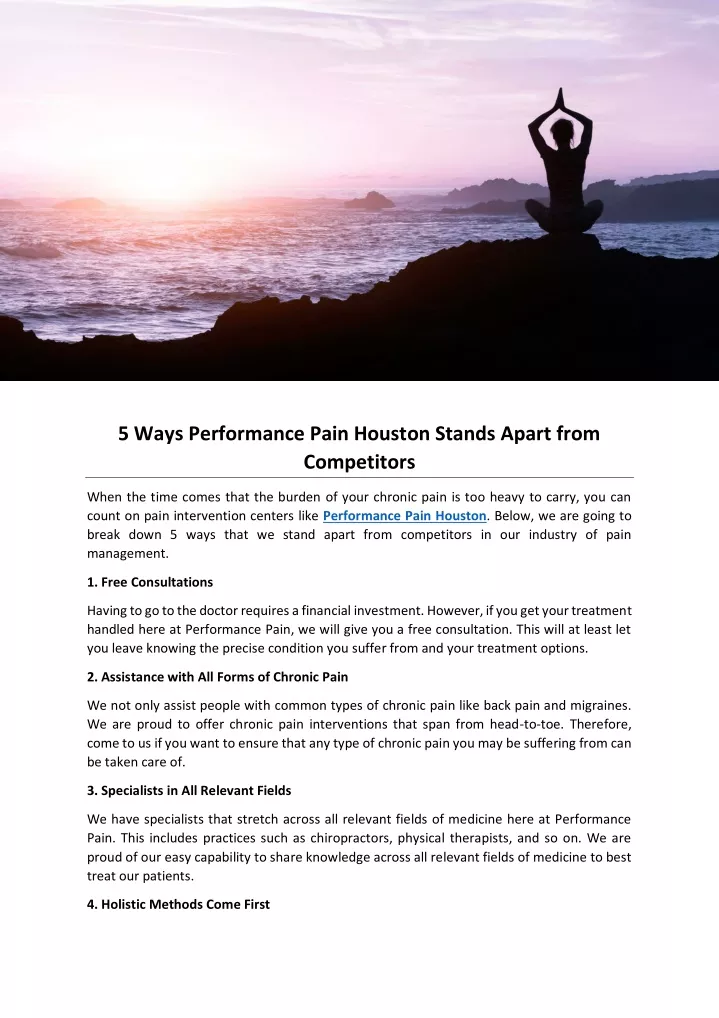 5 ways performance pain houston stands apart from