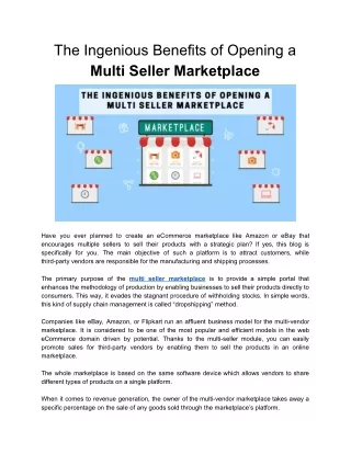 The Ingenious Benefits of Opening a Multi Seller Marketplace