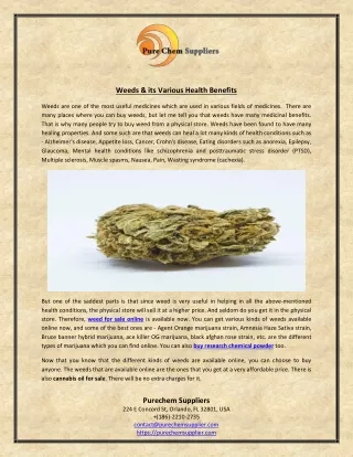 Weeds & its Various Health Benefits