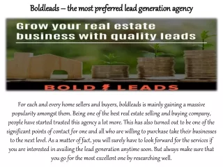 Boldleads – The most preferred lead generation agency