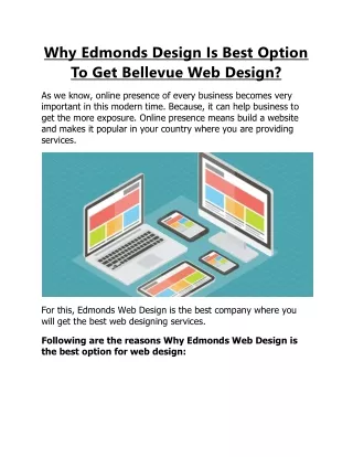 Know About Why Edmonds Web Design is Best For Bellevue Web Design