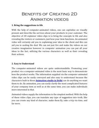 benefits of creating 2d animation videos