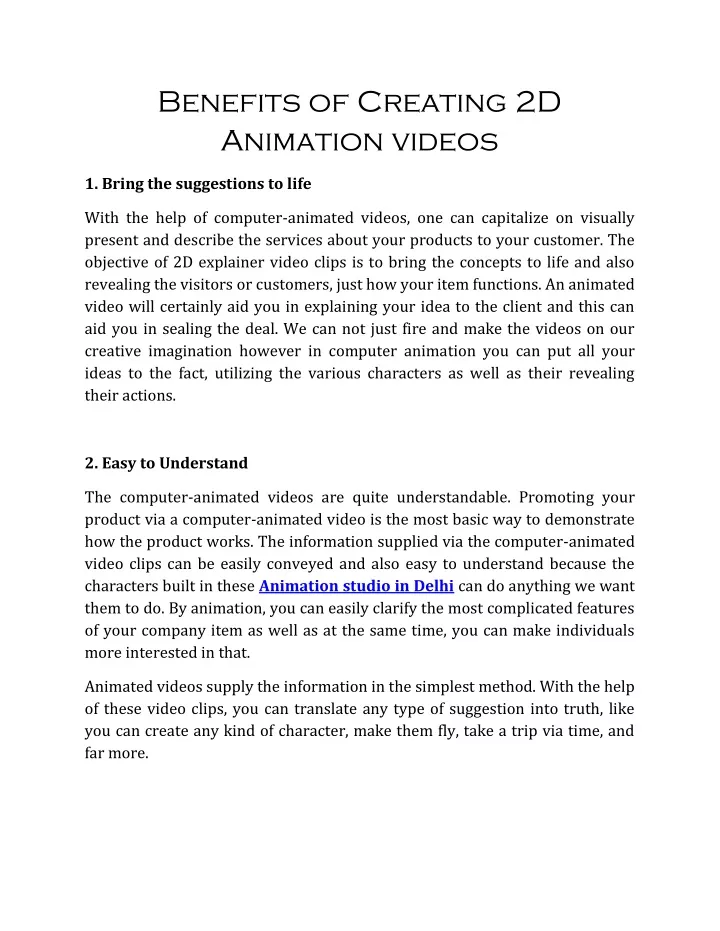 benefits of creating 2d animation videos