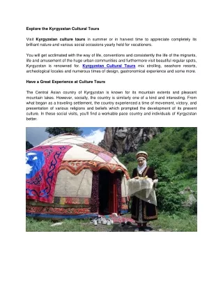 Discover the Highlights of Culture Tour in Kyrgyzstan