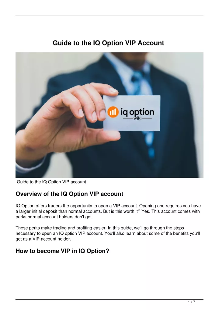 guide to the iq option vip account