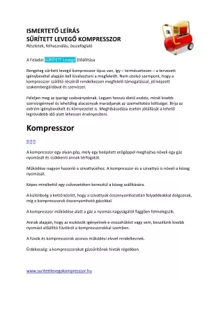 ismertet le r s s r tett leveg kompresszor