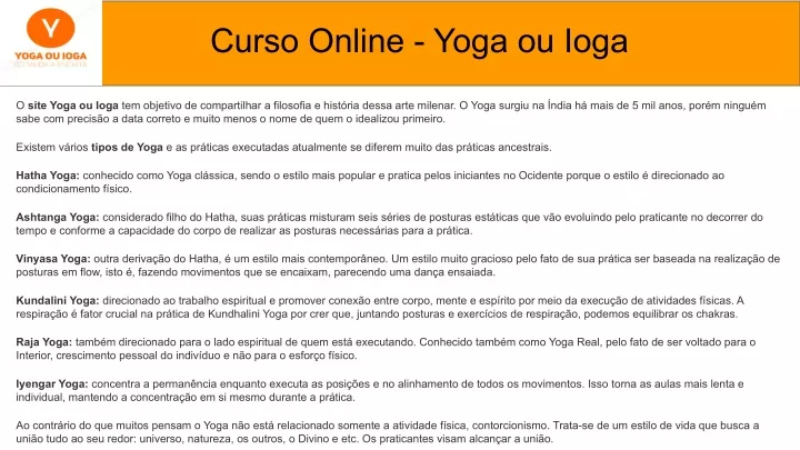 curso online yoga ou ioga