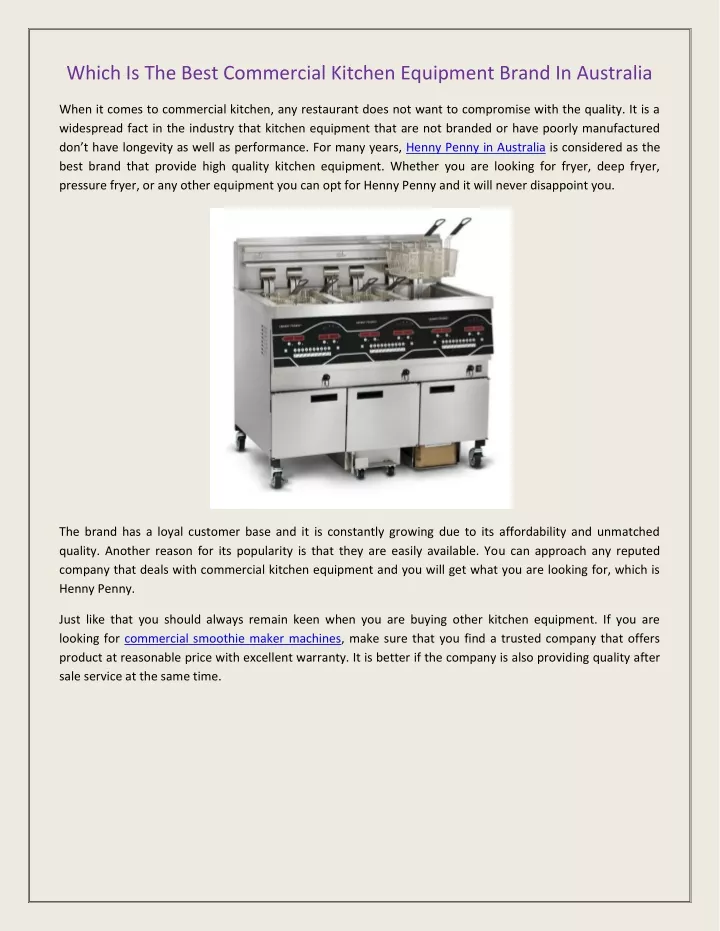 which is the best commercial kitchen equipment