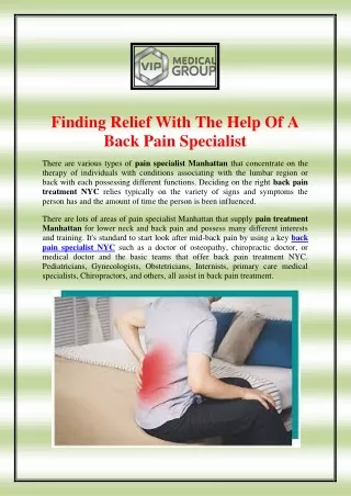finding relief with the help of a back pain