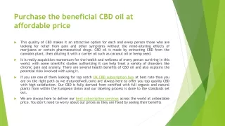 Purchase the beneficial CBD oil at affordable price