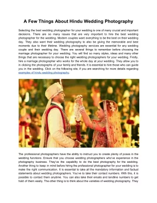 A Few Things About Hindu Wedding Photography