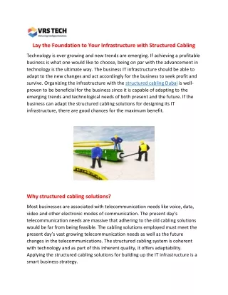lay the foundation to your infrastructure with
