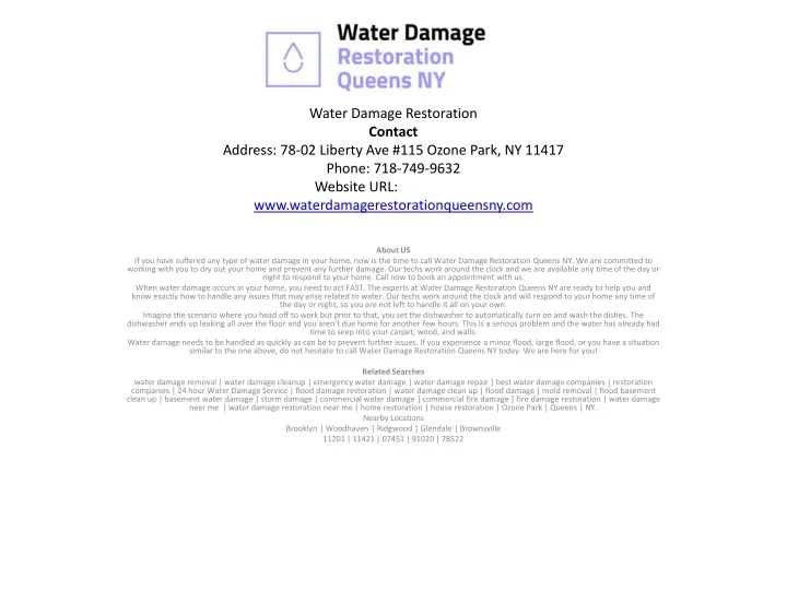 water damage restoration contact address