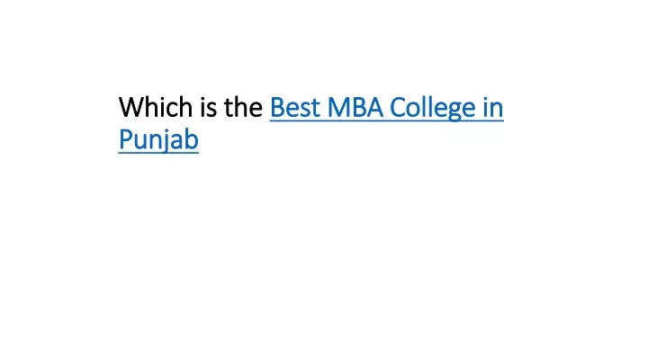which is the best mba college in punjab