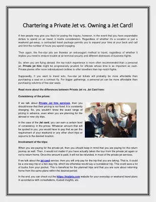 Chartering a Private Jet vs. Owning a Jet Card!
