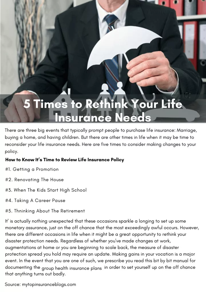 5 times to rethink your life insurance needs
