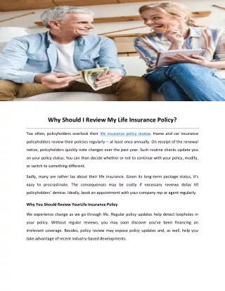 Why Should I Review My Life Insurance Policy?