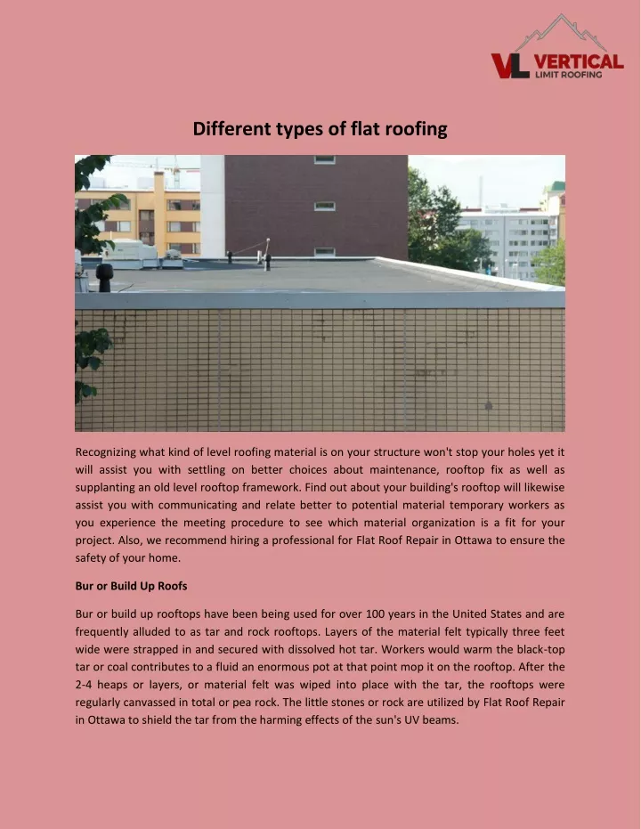 different types of flat roofing