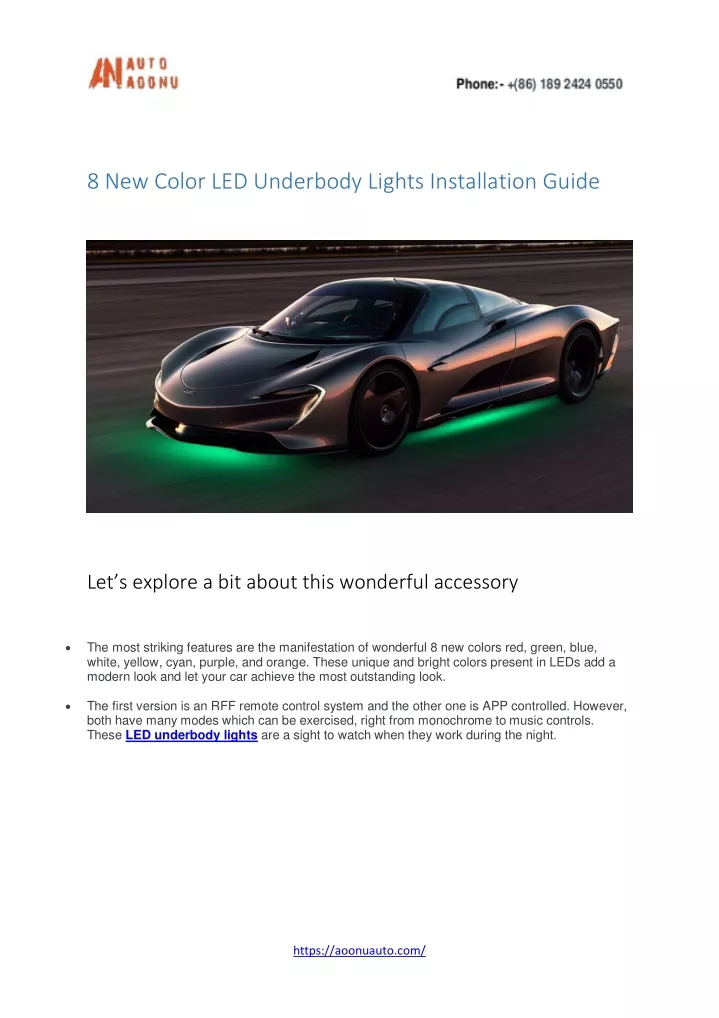 8 new color led underbody lights installation