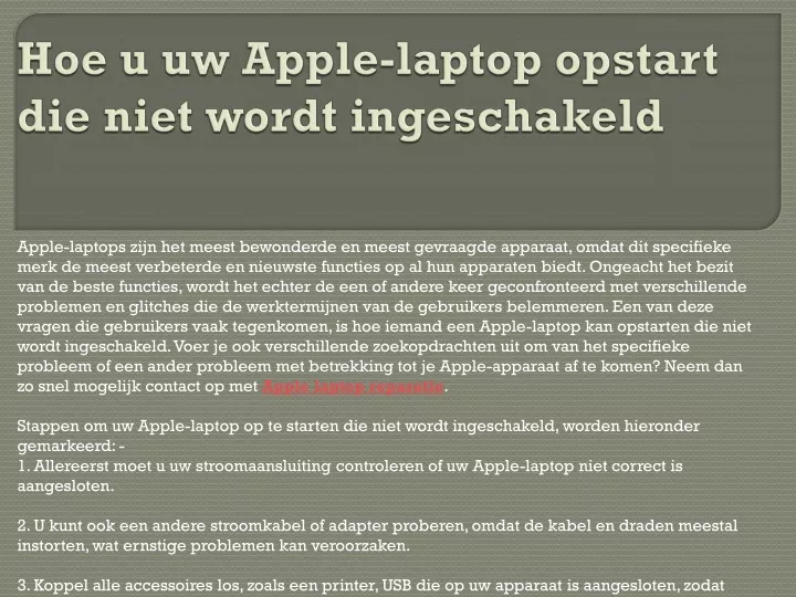 hoe u uw apple laptop opstart die niet wordt ingeschakeld