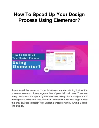 how to speed up your design process using elementor