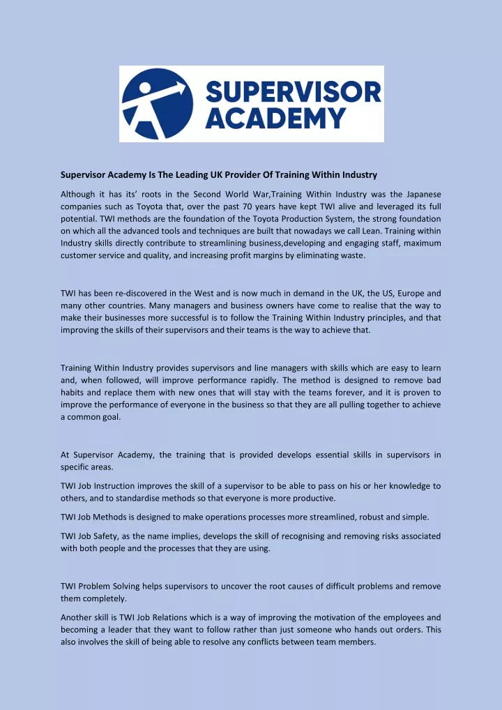 supervisor academy is the leading uk provider