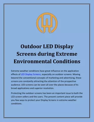 outdoor led display screens during extreme