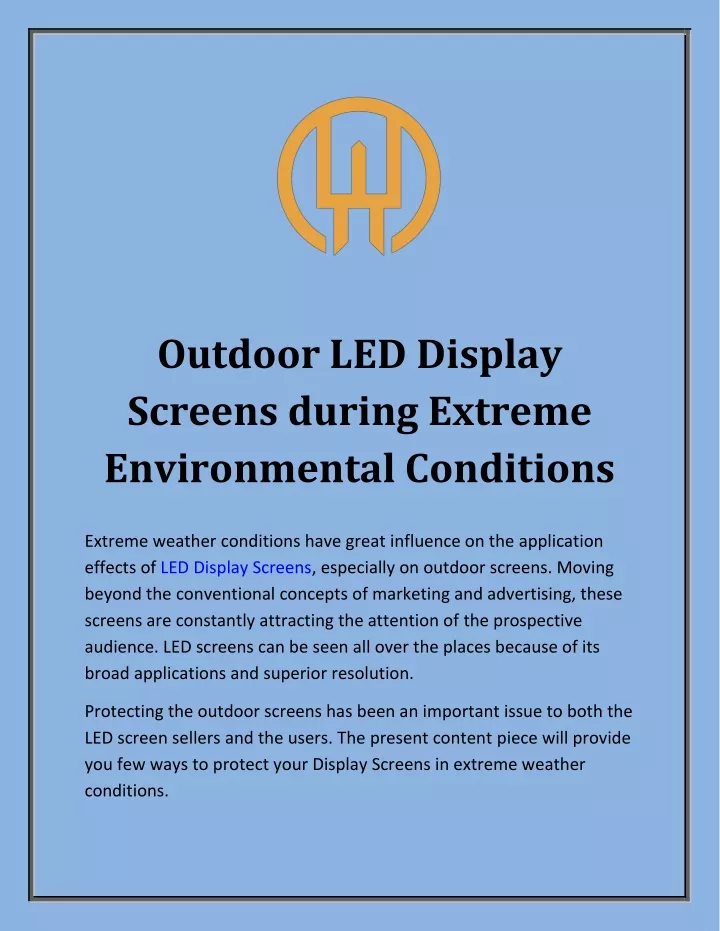 outdoor led display screens during extreme