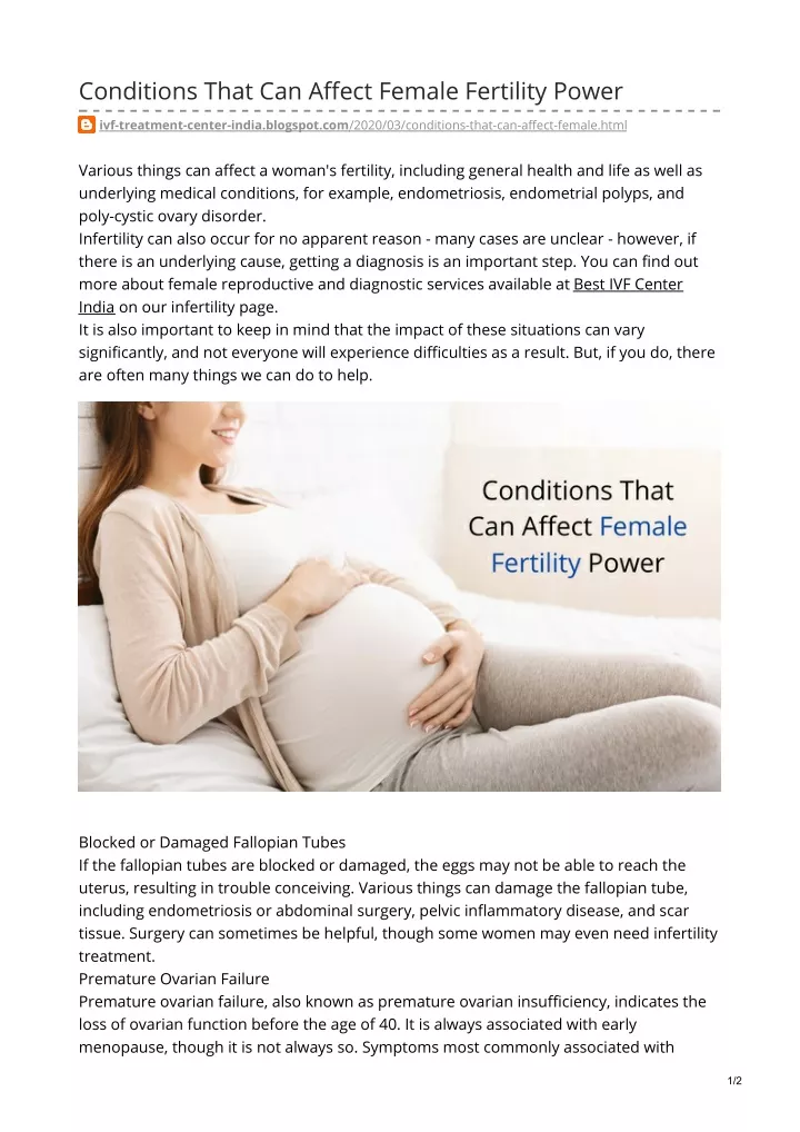 conditions that can affect female fertility power