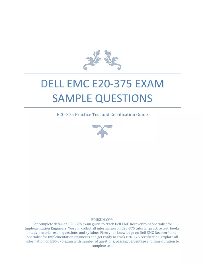 dell emc e20 375 exam sample questions